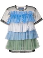 Viktor & Rolf Rainbow Stripes Ruffle Top - Blue