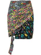 Versace Mixed Print Draped Skirt - Black