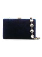 Serpui Magnetic Closure Velvet Clutch Bag, Women's, Blue, Polyester