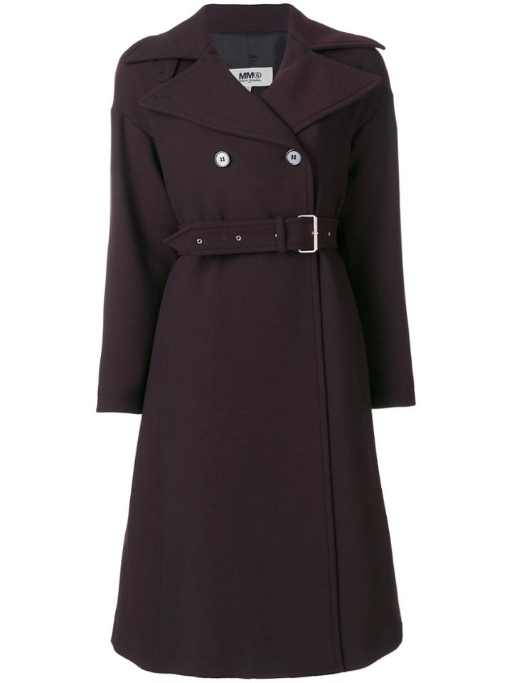 Mm6 Maison Margiela Double Breasted Coat - Pink & Purple