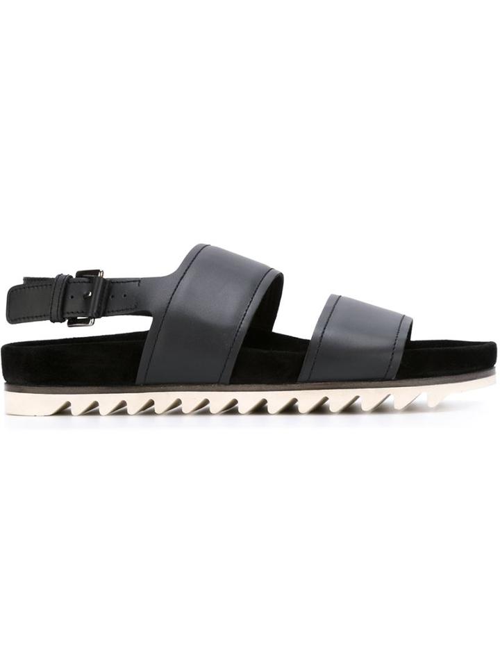 Lanvin Double Strap Sandals, Men's, Size: 8, Black, Calf Leather/rubber