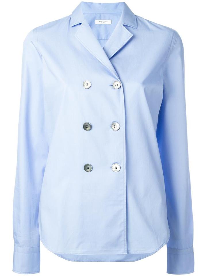 Boglioli Double Breasted Shirt, Women's, Size: 44, Blue, Cotton
