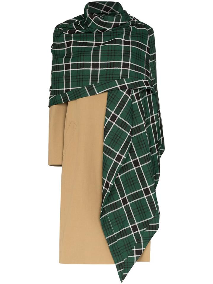 Rosie Assoulin Checked Shawl Mid-length Coat - Brown