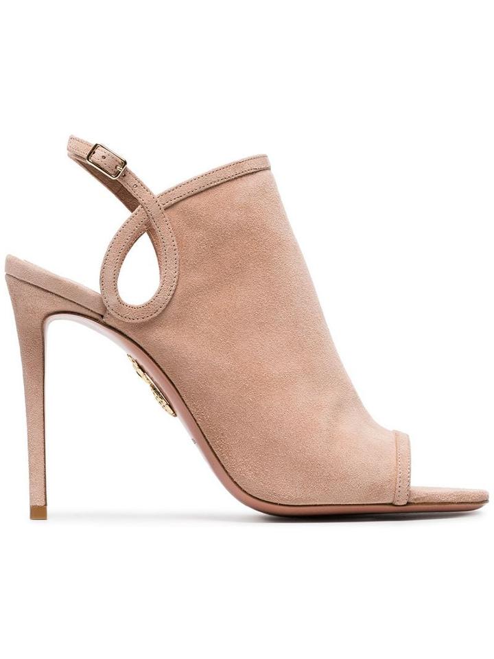 Aquazzura Pink Gaya 105 Suede Sandals - Neutrals