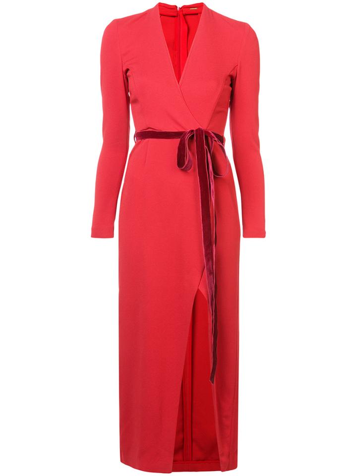 Adam Lippes Belted Fitted Midi Dress - Red