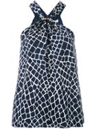 Michael Kors - Halterneck Blouse - Women - Silk/polyester - M, Women's, Blue, Silk/polyester