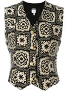 Moschino Vintage Patterned Waistcoat, Women's, Size: 44, Black