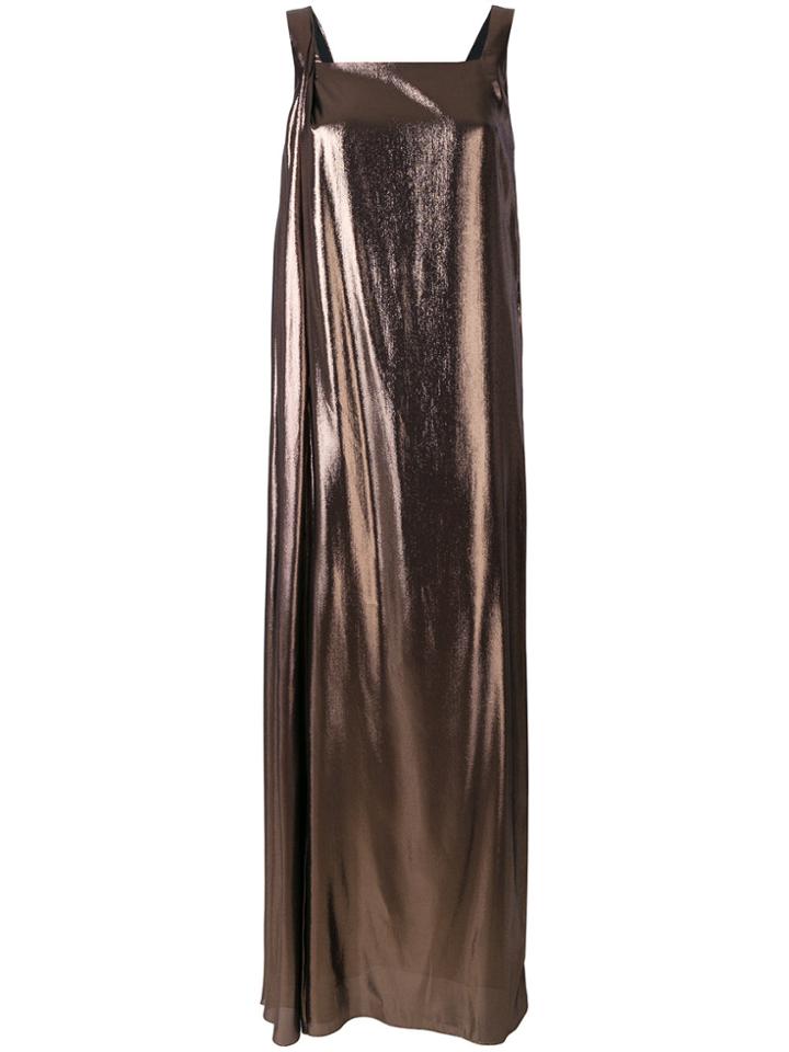 Alberta Ferretti Metallic Fluid Dress - Brown