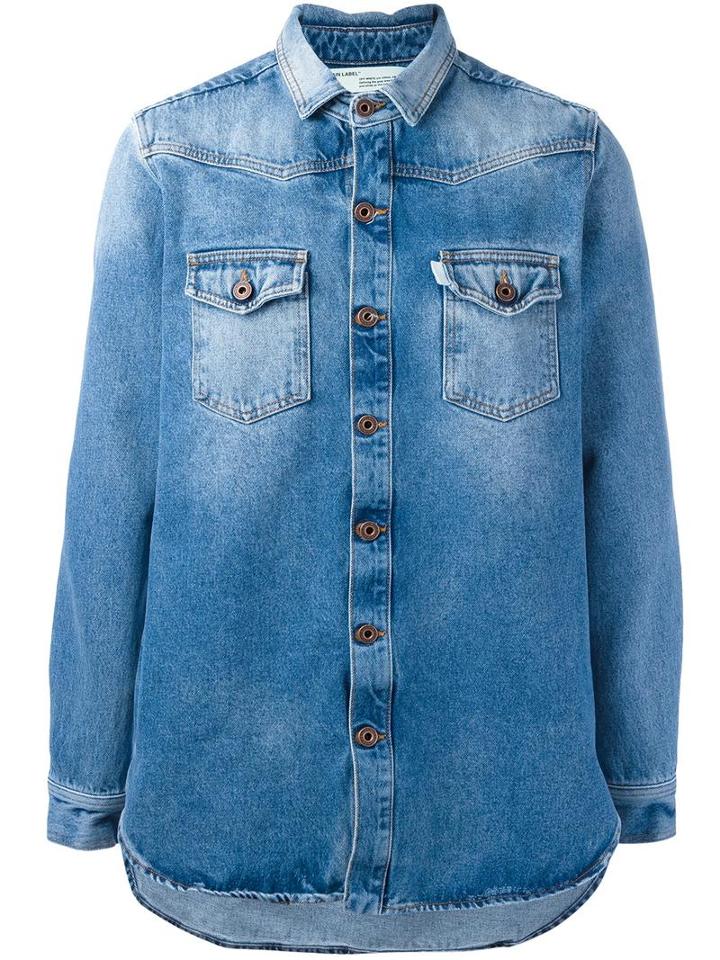 Off-white Logo Print Denim Jacket, Men's, Size: Xl, Blue, Cotton
