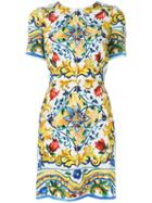 Dolce & Gabbana Majolica Print Dress, Women's, Size: 44, Silk/spandex/elastane