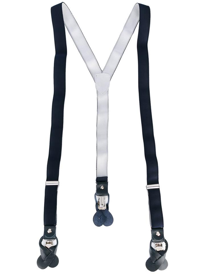 Fefè - Classic Braces - Men - Cotton/leather/metal - One Size, Blue, Cotton/leather/metal