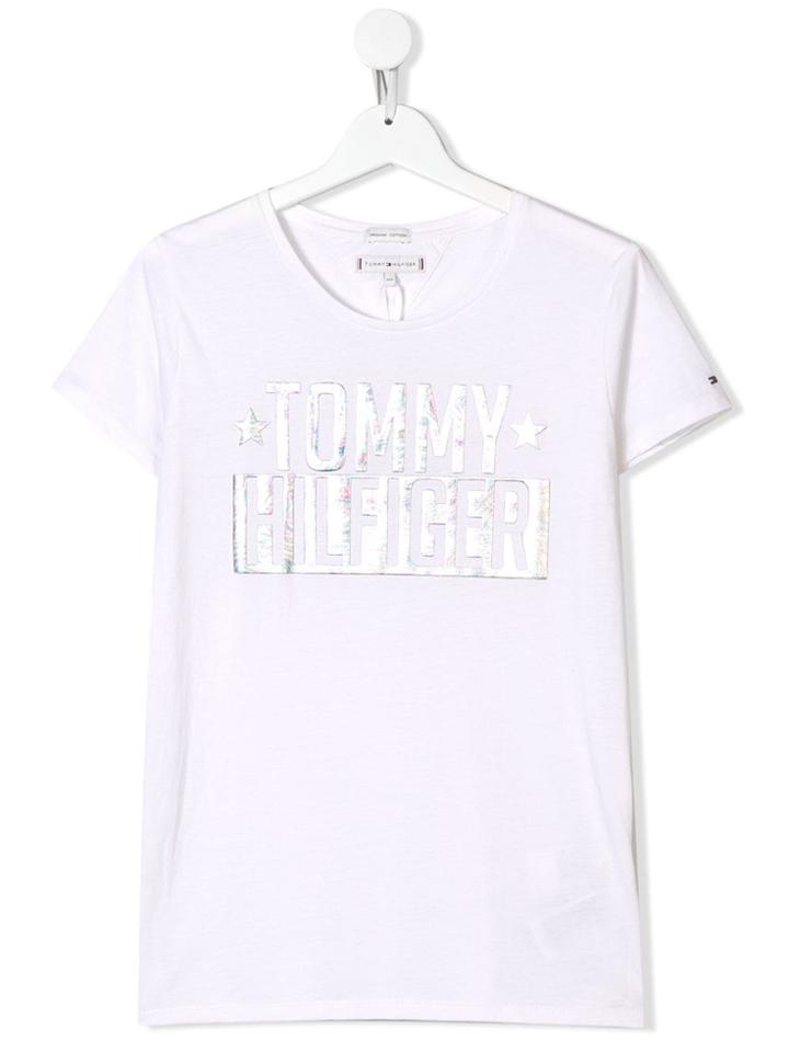 Tommy Hilfiger Junior Metallic Logo T-shirt - White