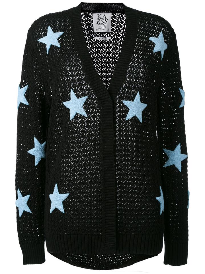 Zoe Karssen - Stars Pattern Cardigan - Women - Cotton - Xs, Women's, Black, Cotton