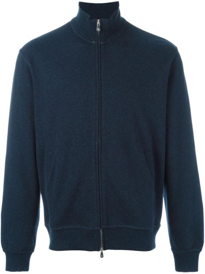 Brunello Cucinelli Zipped Sweatshirt, Men's, Size: Large, Blue, Cotton/polyamide