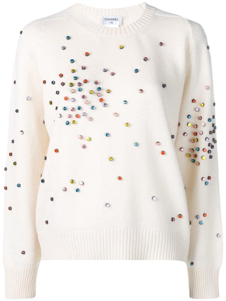 Chanel Vintage Chanel Vintage Cslm0918chajum1 Cream/ Multi Cashmere -