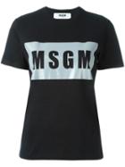 Msgm Silver-tone Logo T-shirt, Women's, Size: Xl, Black, Cotton
