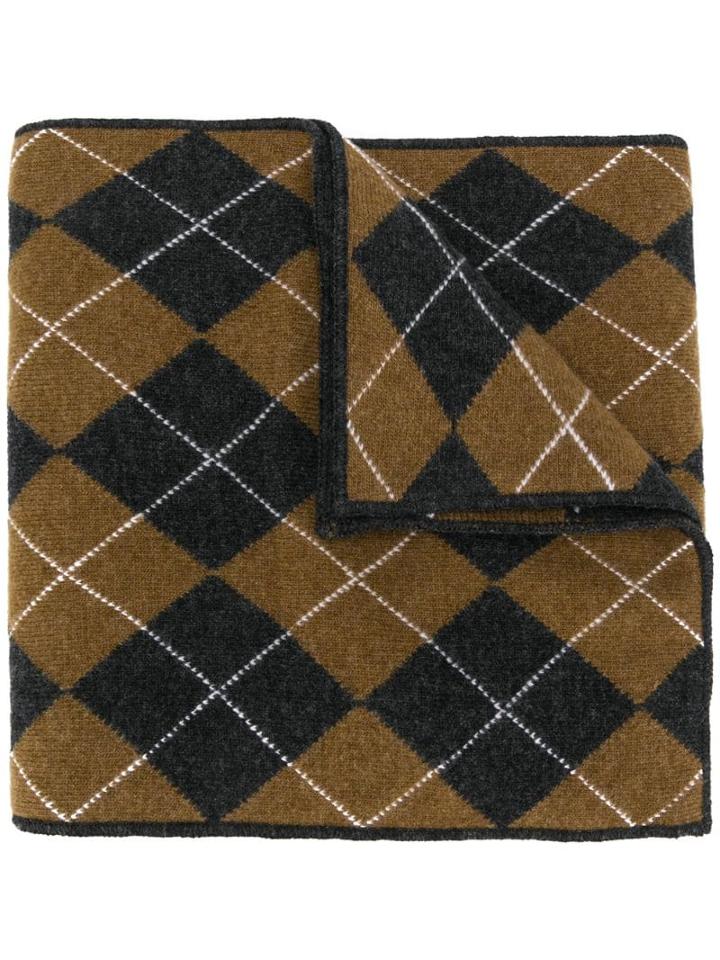 Pringle Of Scotland Patchwork Argyle Scarf - Brown
