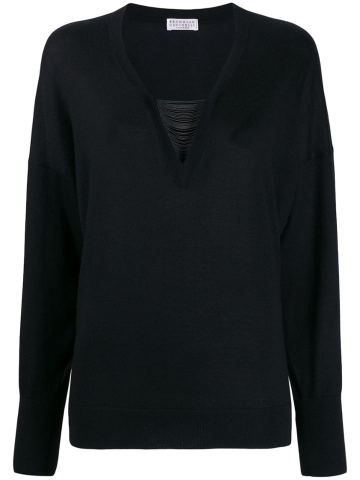 Brunello Cucinelli Beaded Detail Jumper - Black