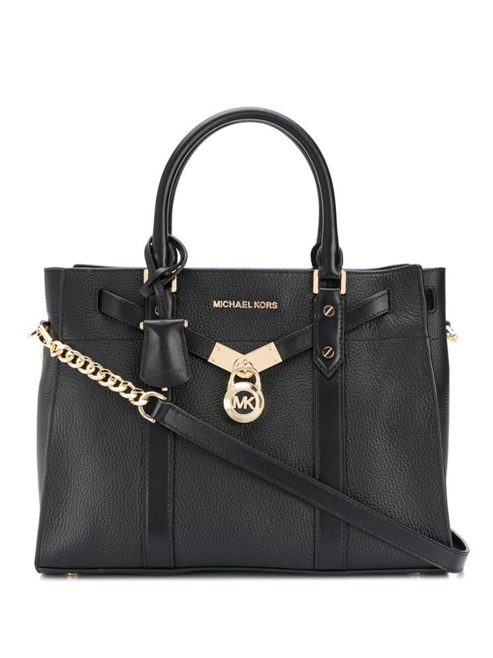 Michael Michael Kors Hamilton Logo Plaque Tote Bag - Black