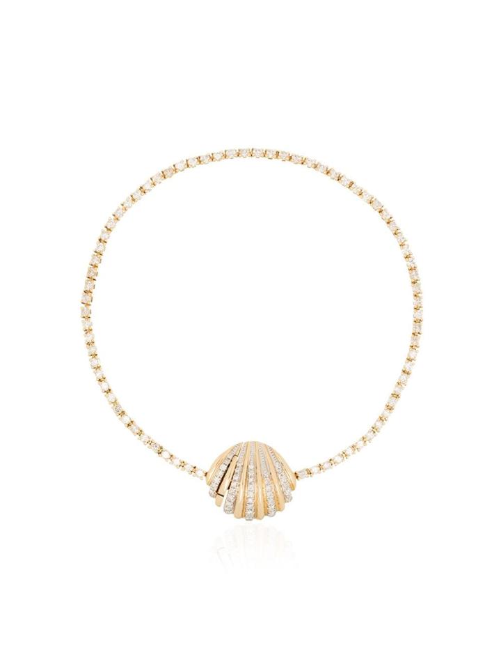 Yvonne Léon Yellow 18k Gold Diamond Shell Bracelet