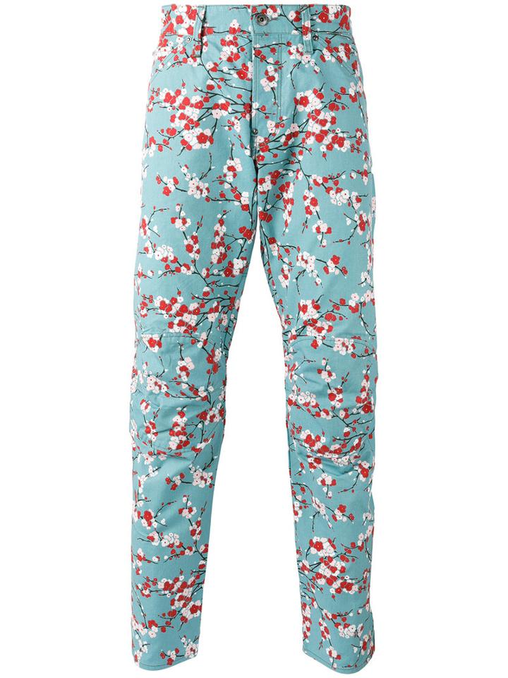 G-star Floral Print Pants, Men's, Size: 29, Blue, Cotton/polyester