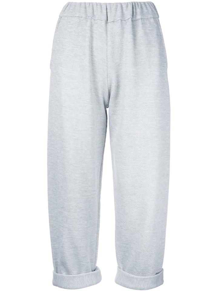 Water - Turn-up Hem Cropped Trousers - Women - Cotton - S, Grey, Cotton
