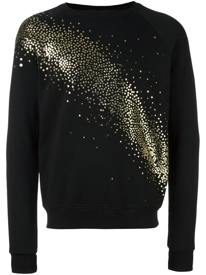Saint Laurent Milky Way Glitter Embellished Sweatshirt, Men's, Size: Xl, Black, Cotton/polyester