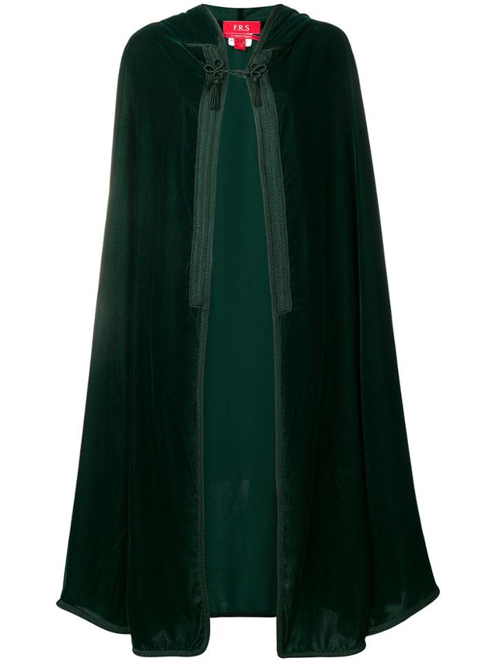 F.r.s For Restless Sleepers Hooded Velvet Cape - Green
