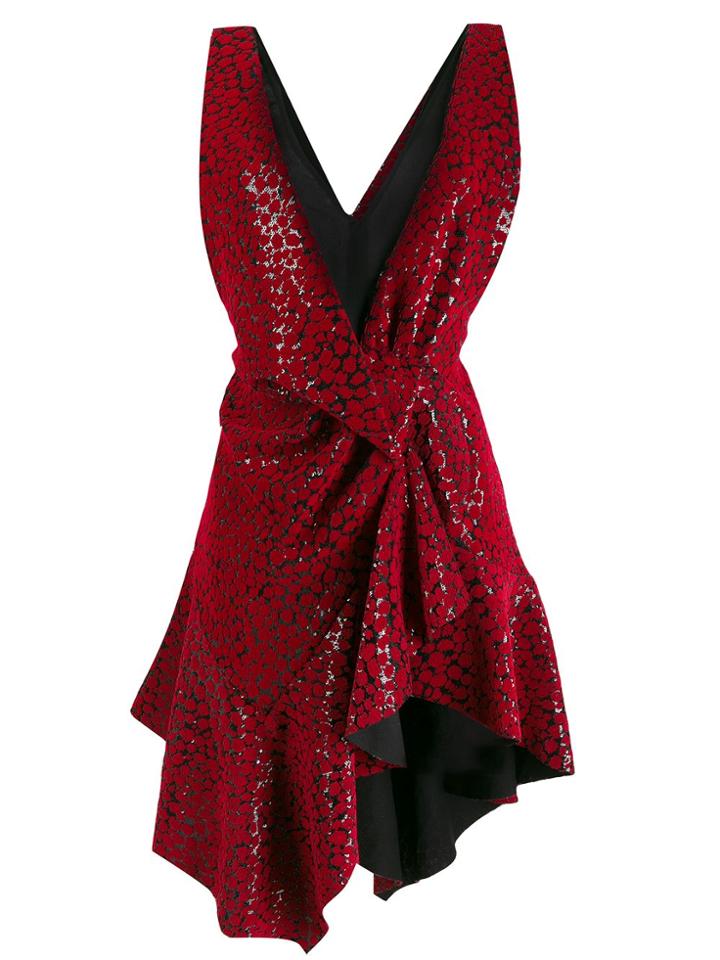 Philosophy Di Lorenzo Serafini Asymmetric Animal-print Dress - Red