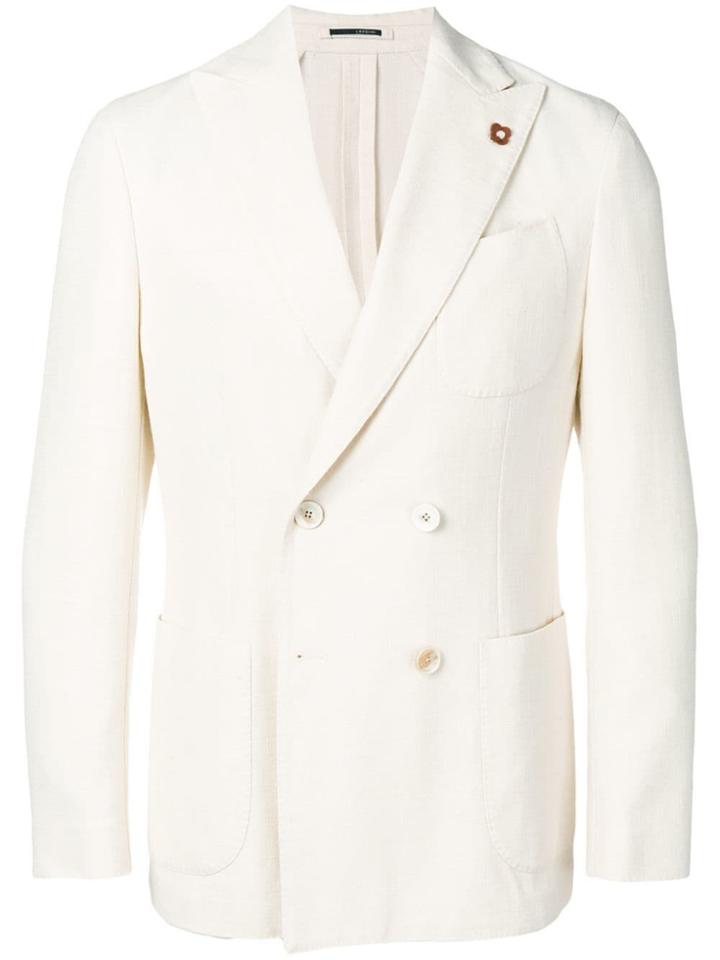 Lardini Structured Double Breasted Blazer - Neutrals