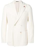 Lardini Structured Double Breasted Blazer - Neutrals