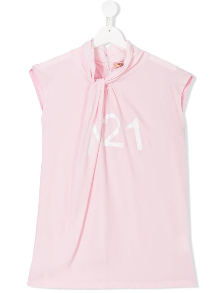 No21 Kids Teen Pussy Bow Top - Pink & Purple