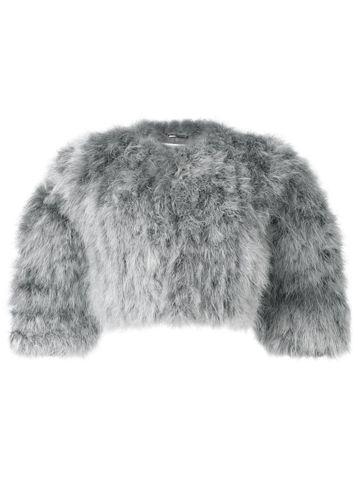 Alberta Ferretti Cropped Feather Jacket - Grey