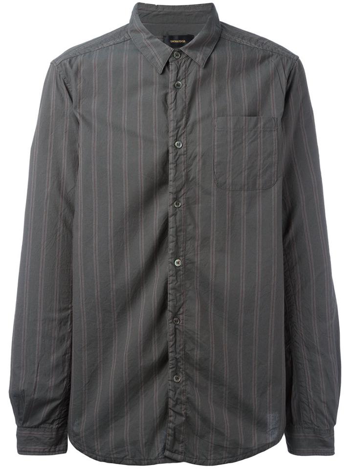Undercover Striped Shirt, Men's, Size: 3, Grey, Cotton