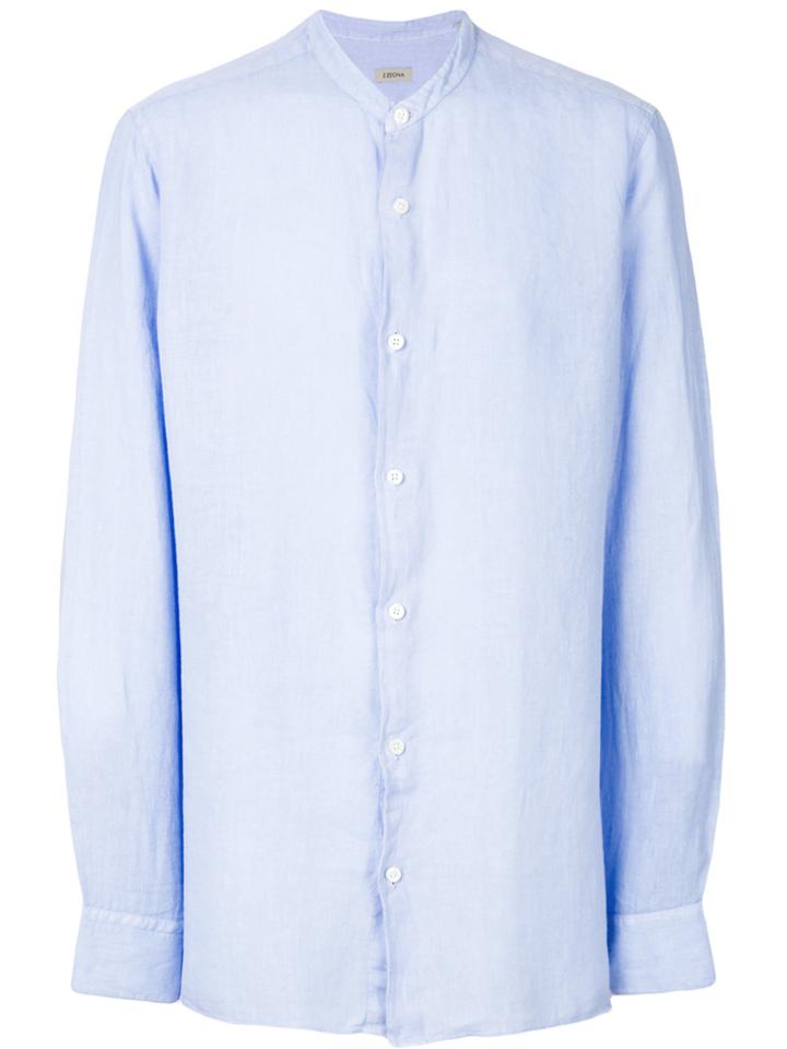 Z Zegna Mandarin Collar Shirt - Blue