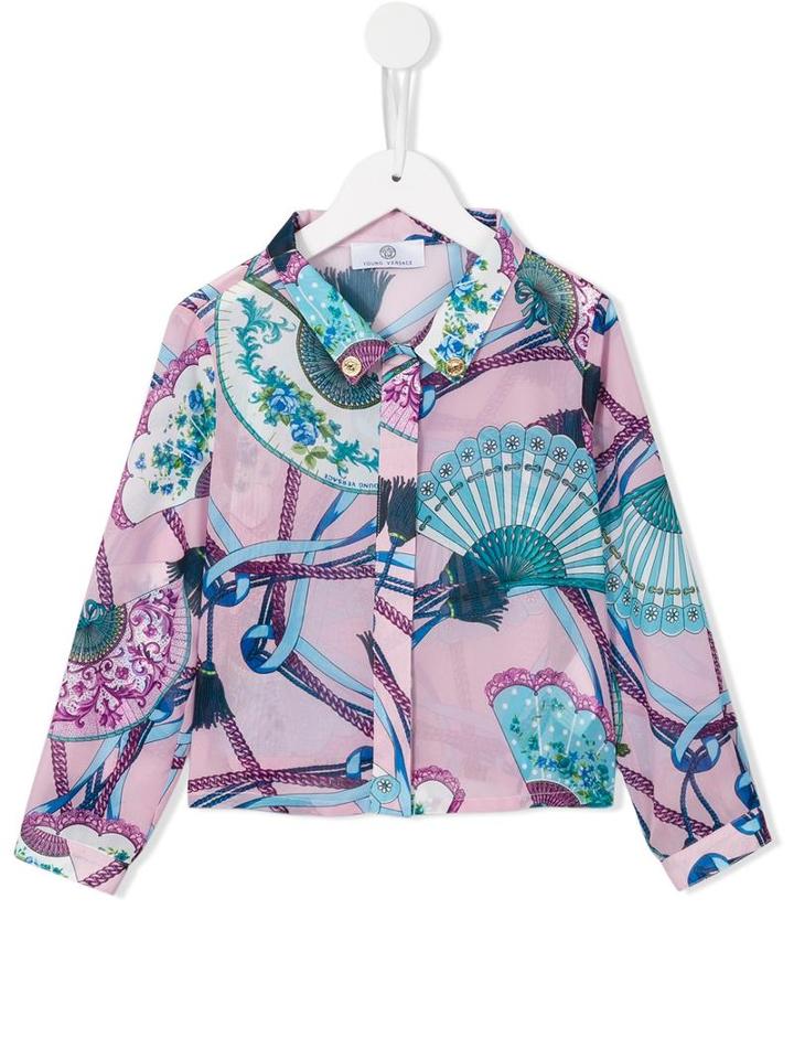 Young Versace Fan Print Blouse, Girl's, Size: 12 Yrs