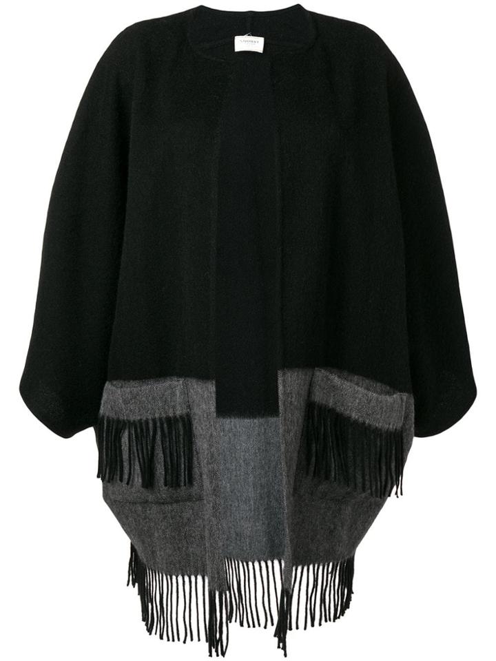 Snobby Sheep Fringed Bicolour Coat - Black