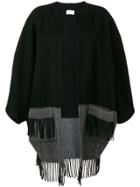 Snobby Sheep Fringed Bicolour Coat - Black