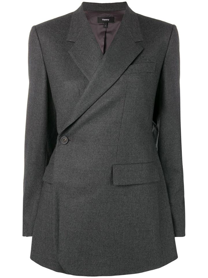Theory Side Button Blazer - Grey