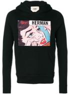 Herman Logo Print Hoodie - Black