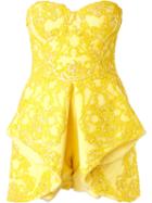 Mikael D. Strapless Embellished Playsuit, Women's, Size: 40, Yellow/orange, Silk