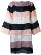 Gianluca Capannolo - Striped Oversized Coat - Women - Silk - 44, Nude/neutrals, Silk