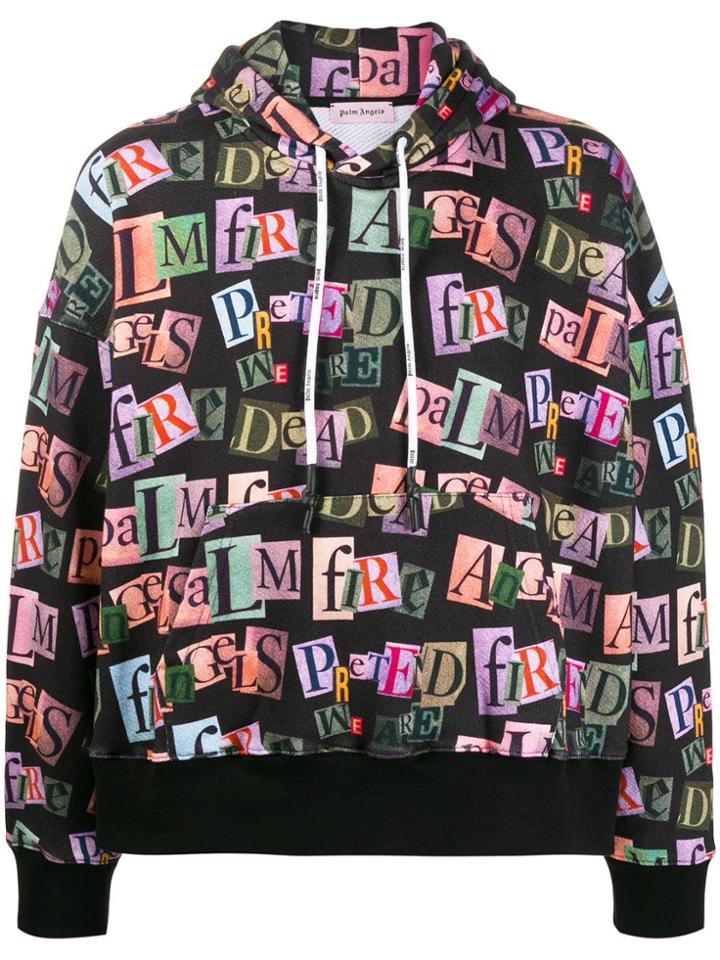 Palm Angels Ransom Printed Hoodie - Black