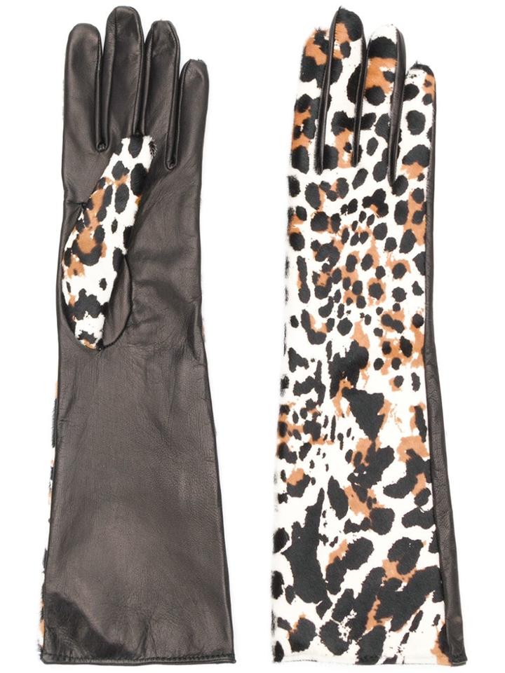 Manokhi Leopard Print Gloves - Black