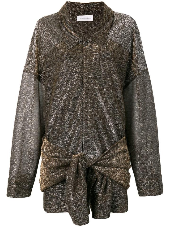 Faith Connexion Metallic Knotted Blouse - Brown