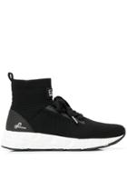 Ea7 Emporio Armani Ribbed Sock-style Sneakers - Black