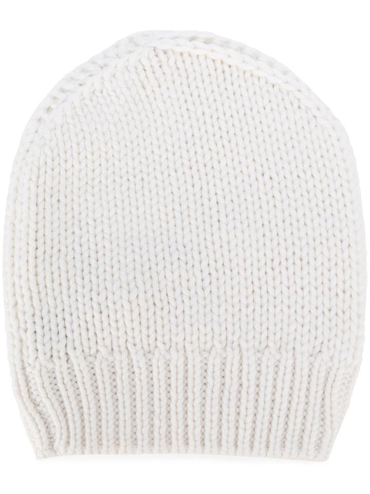 Eleventy - Ribbed Trim Beanie - Men - Cashmere - One Size, White, Cashmere