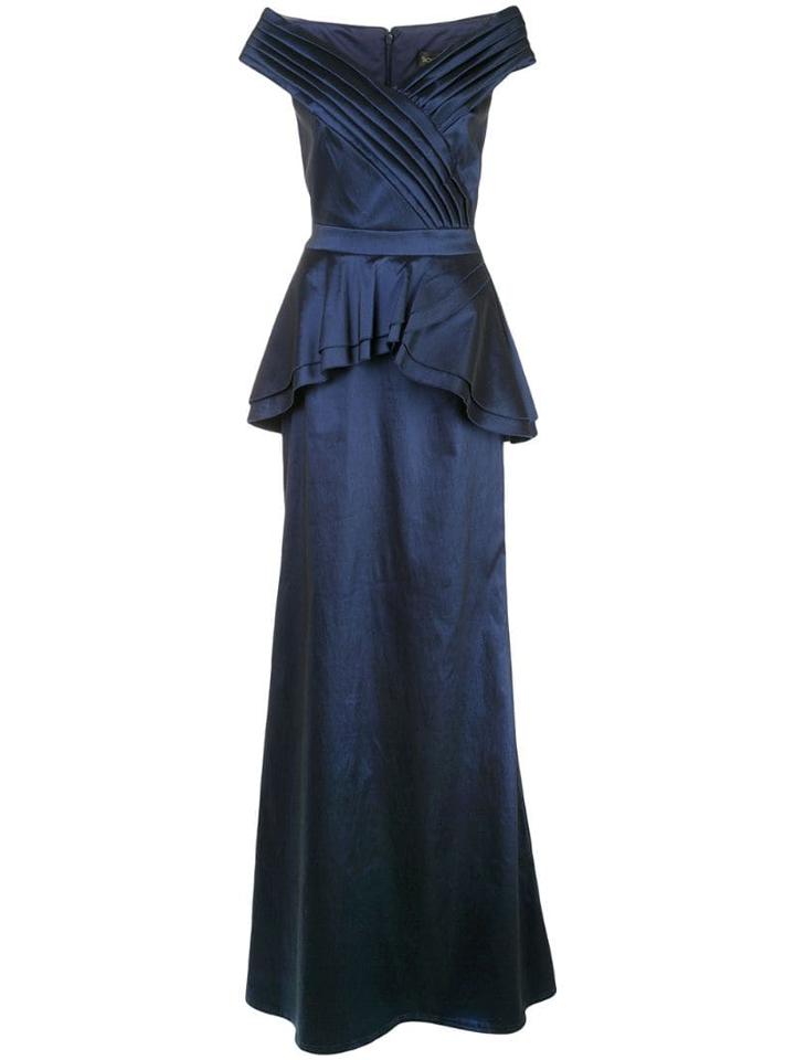 Tadashi Shoji Satin Peplum Gown - Blue