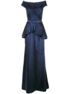 Tadashi Shoji Satin Peplum Gown - Blue