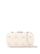 Love Moschino Quilted-effect Stud-embellished Clutch Bag - White